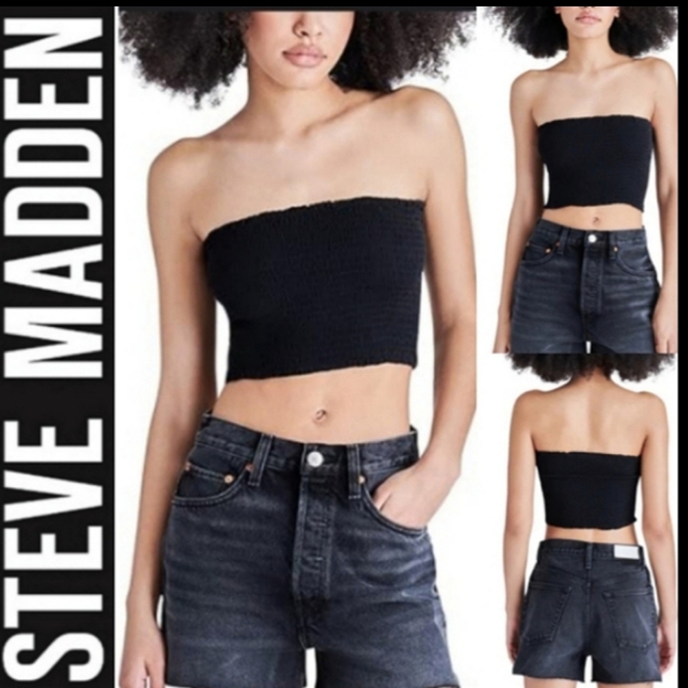 Steve Madden Smock Rayon Sammia Tube Top Black best fits 36/38 band